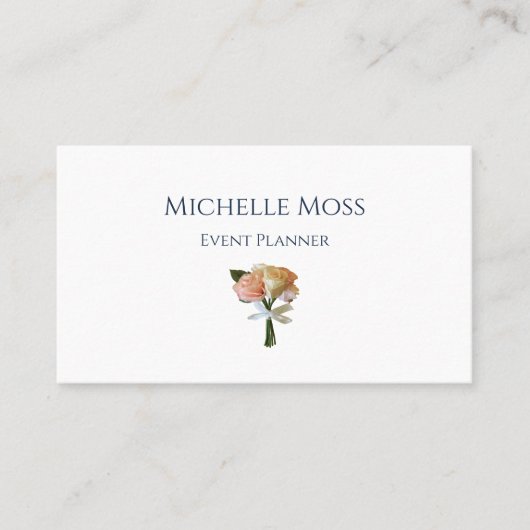Elegante Floral Botanical Blush Rozen Event Planne Visitekaartje (Voorkant)