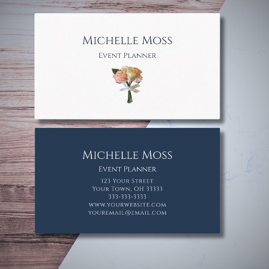 Elegante Floral Botanical Blush Rozen Event Planne Visitekaartje