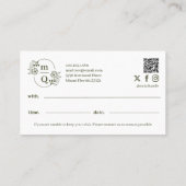 Elegante Floral Botanical Monogram Crest Logo Bran Afsprakenkaartje (Achterkant)