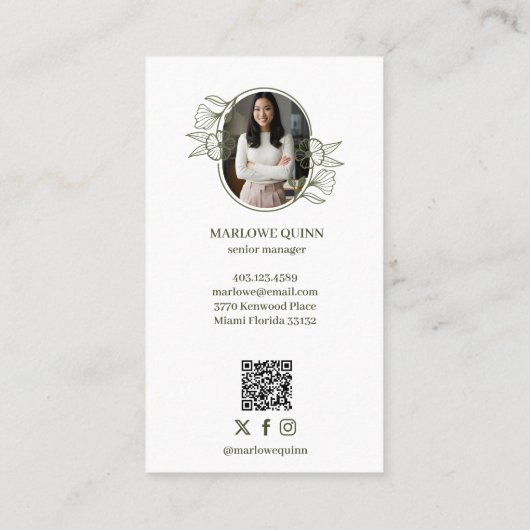 Elegante Floral Botanical Monogram Crest Logo Bran Visitekaartje (Achterkant)