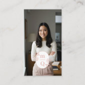 Elegante Floral Botanical Monogram Crest Logo Bran Visitekaartje (Voorkant)