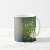 Elegante Floral Botanical Script Voornaam Koffiemok (Voorkant rechts)