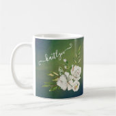 Elegante Floral Botanical Script Voornaam Koffiemok (Links)