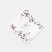 Elegante Floral  Botanische Bourgondische bruiloft Servet (Hoek)