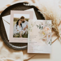 Elegante Floral Botanische Bruiloft Uitnodiging