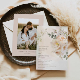 Elegante Floral Botanische Bruiloft Uitnodiging