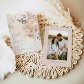 Elegante Floral Botanische Bruiloft Uitnodiging