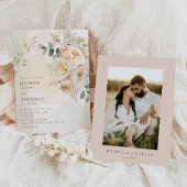 Elegante Floral Botanische Bruiloft Uitnodiging