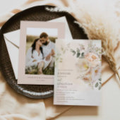 Elegante Floral Botanische Bruiloft Uitnodiging