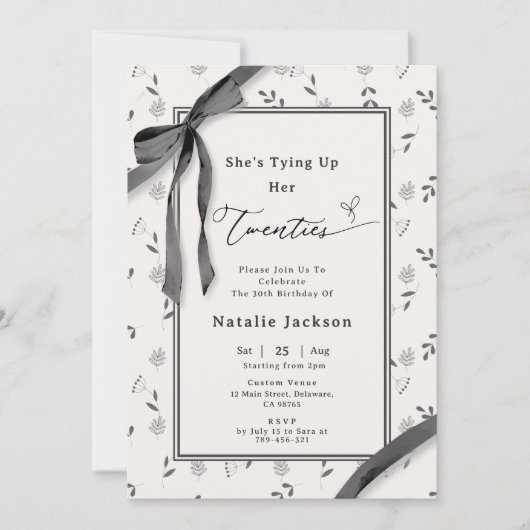 Elegante Floral Botanische Coquette 30e verjaardag Kaart (Voorkant)