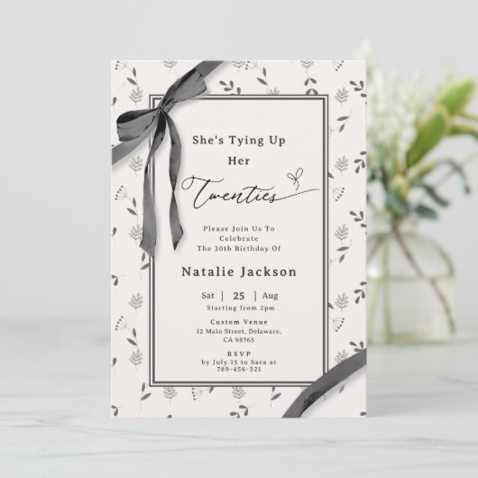 Elegante Floral Botanische Coquette 30e verjaardag Kaart (Staand voorkant)