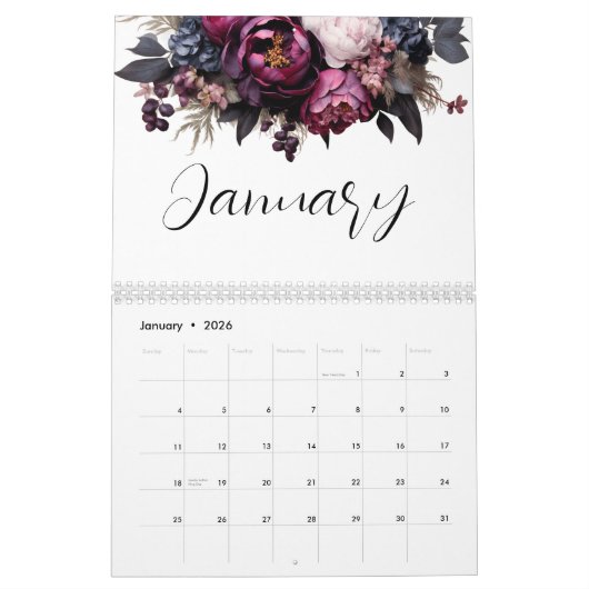 Elegante Floral Botanische Kalender (Jan 2026)