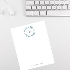 Elegante Floral Botanische Krans Monogram Naam Notitiekaartje