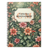 Elegante  Floral Botanische Naam en Initiaal Notitieboek (Voorkant)