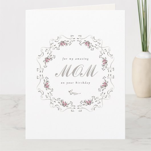 Elegante Floral Botanische verjaardag Moeder Kaart (Voorkant)