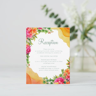 Elegante Floral Bougainville bruiloft receptie Informatiekaartje