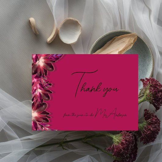 Elegante Floral Bourgogne Bedankkaart