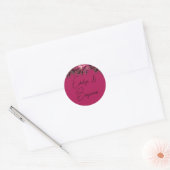 Elegante Floral Bourgogne Ronde Sticker (Envelop)