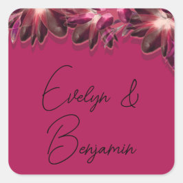 Elegante Floral Bourgogne Vierkante Sticker