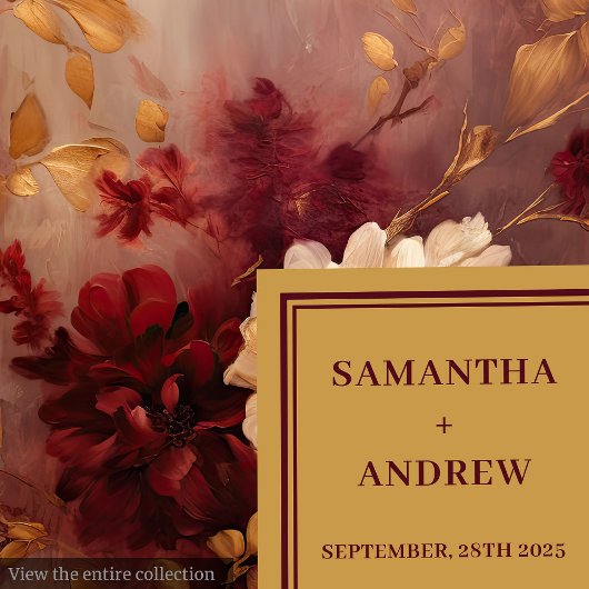 Elegante Floral Bourgondië Blush Gold bruiloft ser Servet