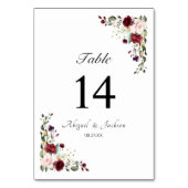 Elegante Floral Bourgondië bruiloft receptie zitpl Kaart (Voorkant)