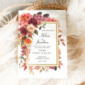 Elegante Floral Bourgondië gebrande Sinaasappel Fa Kaart