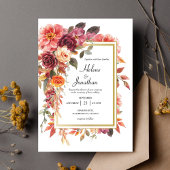 Elegante Floral Bourgondië gebrande Sinaasappel Fa Kaart