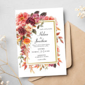 Elegante Floral Bourgondië gebrande Sinaasappel Fa Kaart