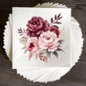 Elegante Floral Bourgondië Waterverf pioen bruilof Servet