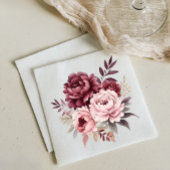 Elegante Floral Bourgondië Waterverf pioen bruilof Servet