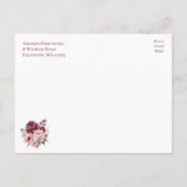 Elegante Floral Bourgondische pioen net getrouwd b Aankondigingskaart (Achterkant)
