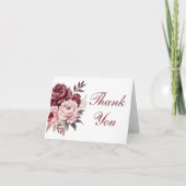 Elegante Floral Bourgondische pioenroos bruiloft D Bedankkaart (Voorkant)