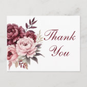 Elegante Floral Bourgondische pioenroos bruiloft D Briefkaart (Voorkant)