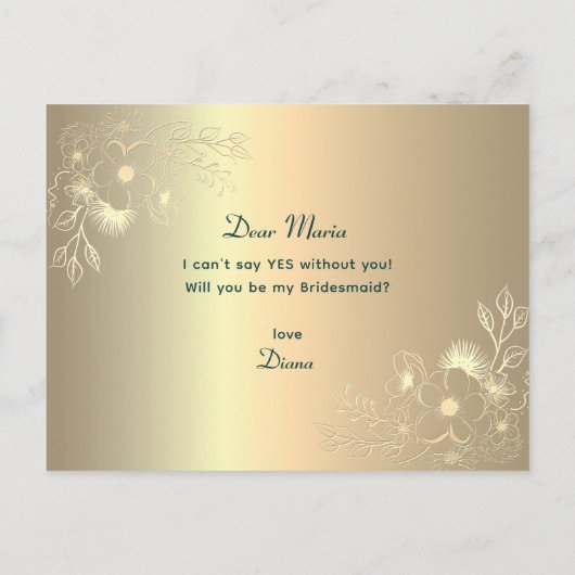 Elegante Floral Bruidsmeisje voorstel Kaart (Achterkant)