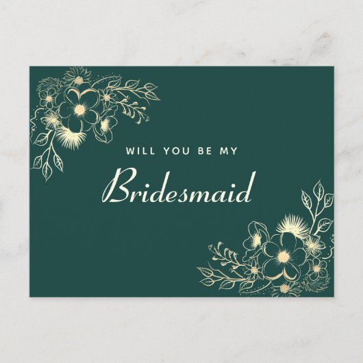 Elegante Floral Bruidsmeisje voorstel Kaart (Voorkant)