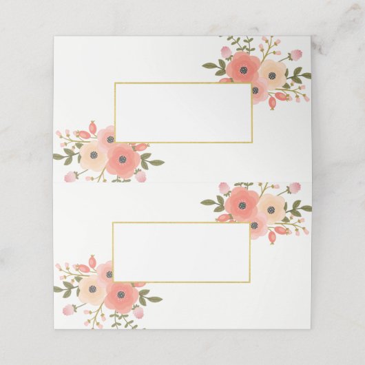 Elegante Floral bruiloft gevouwen plaats kaarten Plaatskaartje (Buitenkant ongevouwen)