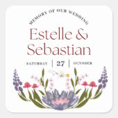 Elegante Floral bruiloft Souvenir Sticker (Voorkant)