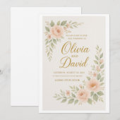 "Elegante Floral bruiloft uitnodiging |  (Voorkant / Achterkant)