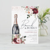 Elegante Floral Brunch en Bubbly Galentines Kaart (Staand voorkant)