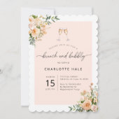 Elegante Floral Brunch en Bubbly uitnodigingen (Voorkant)
