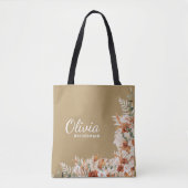 Elegante Floral Burlap bruidsmeisje geschenken Tote Bag (Voorkant)