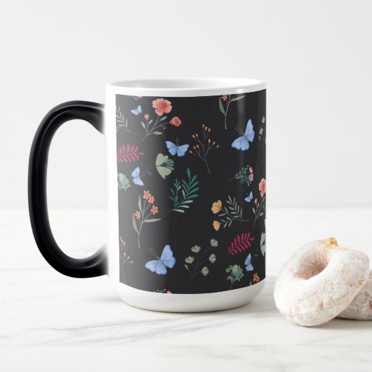 Elegante Floral & Butterfly Botanische Tuin Koffie Magische Mok (Met donut)