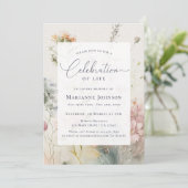 Elegante Floral Celebration of Life Memorial Kaart (Staand voorkant)