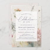 Elegante Floral Celebration of Life Memorial Kaart (Voorkant / Achterkant)