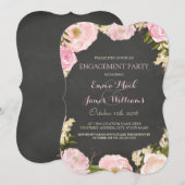 Elegante Floral Chalkboard Engagement Party Uitnod Kaart (Voorkant / Achterkant)