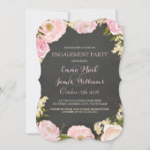 Elegante Floral Chalkboard Engagement Party Uitnod Kaart (Voorkant)