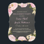 Elegante Floral Chalkboard Engagement Party Uitnod Kaart<br><div class="desc">Meer florale design in de Little Bayleigh Store. Kunstwerk van: www.createthecut.com</div>