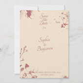 Elegante Floral Champagne & Roos Gold Save the Dat Kaart (Voorkant)