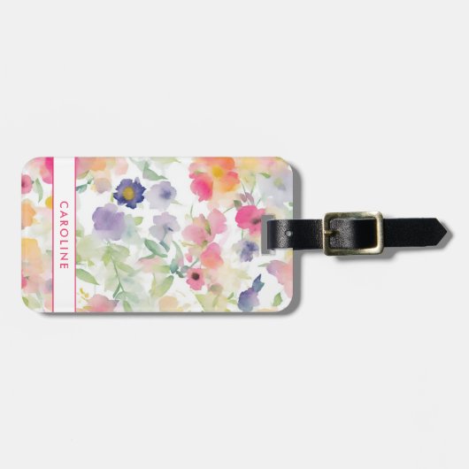 Elegante Floral Chic Stijlvol Girly Bagagelabel (Voorkant horizontaal)