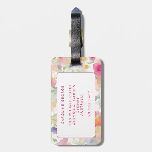 Elegante Floral Chic Stijlvol Girly Bagagelabel (Achterkant verticaal)